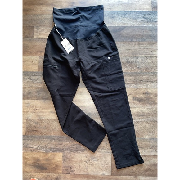 New FIGS BLACK YOLA MATERNITY 3.0 Petite Scrub Pants XS - Picture 1 of 5
